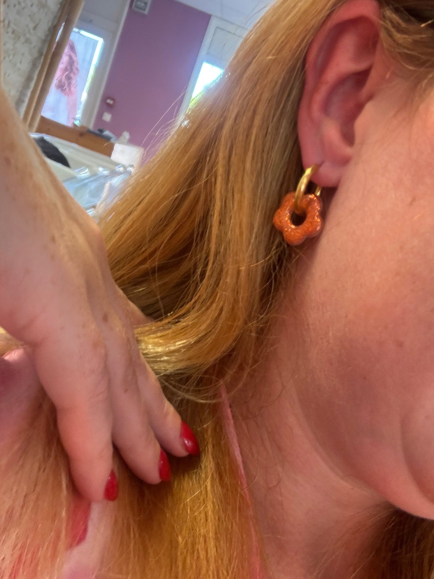 Pampille Lucie Paillette Orange Cuivré